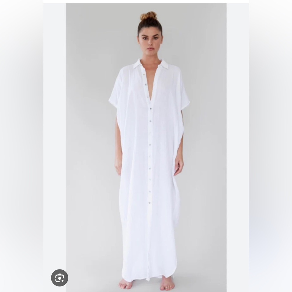 Acacia Swimwear Black Oahu Cotton Gauze Dress Cover up in P